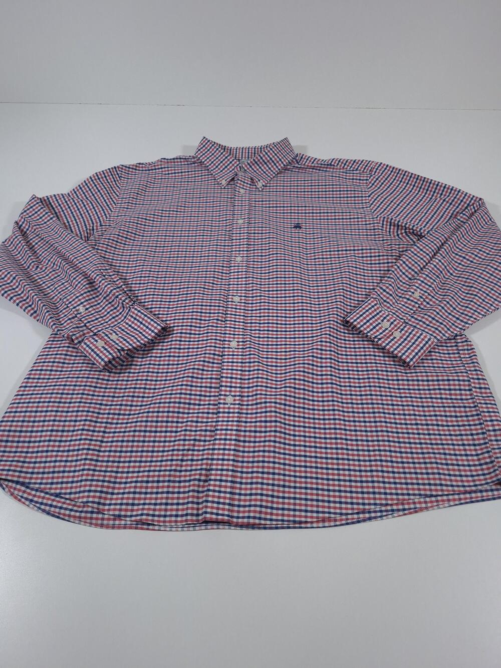 Brooks Brothers Shirt Mens 2XL Blue Check Non Iron Stretch Button Down L/S